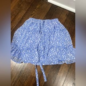 blue floral skirt
